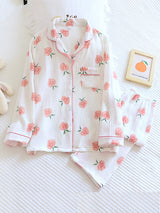 Pink Peaches Cotton Pajama Set - Kafiloe