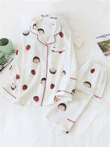 Cartoon Print Cotton Pajama Set - Kafiloe