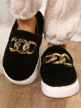 Think platform Metal Ring Plush Slippers