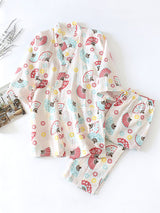 Sakura Print Cotton Pajama Set - Kafiloe