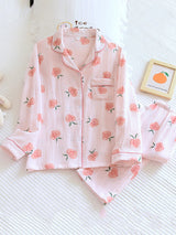 Pink Peaches Cotton Pajama Set - Kafiloe