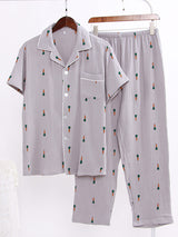 Carrot Print Couple Pajama Set - Kafiloe