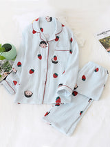 Cartoon Print Cotton Pajama Set - Kafiloe