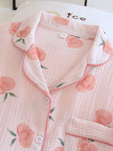 Pink Peaches Cotton Pajama Set - Kafiloe