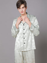 Satin Solid Men's Shirt Pajamas Set