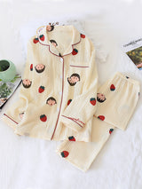 Cartoon Print Cotton Pajama Set - Kafiloe