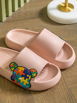 Puzzle Bear Print Lounge Slippers - Kafiloe