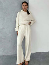 Loose Fit Knit Hoodie Pants Set