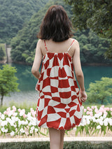 Checkerboard Print Cotton Cami Nightdress