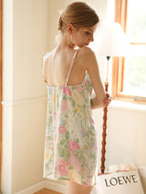 Floral Print Lace Stitching Nightdress