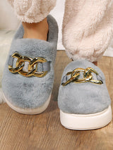 Think platform Metal Ring Plush Slippers