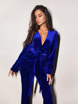 2Pcs Long Sleeve Velvet Cardigan Loungewear