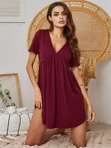 Solid V Neck Lounge Nightdress