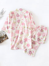 Sakura Print Cotton Pajama Set - Kafiloe