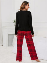 Plaid Print Pocket Casual Lounge Set