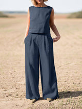 Oversized Tank Top Wide Leg Pants Set