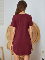 Solid V Neck Lounge Nightdress