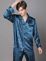 Satin Solid Men's Shirt Pajamas Set