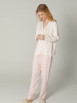 V-neck Button Cotton Pajama Set - Kafiloe