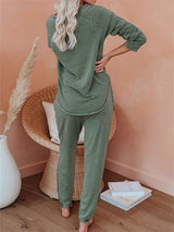 Pullover Solid Sweatsuit Lounge Set - Kafiloe