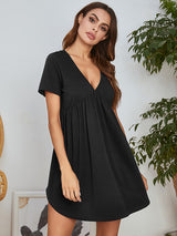 Solid V Neck Lounge Nightdress