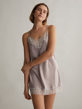 Satin V Neck Spaghetti Strap Mini Nightdress