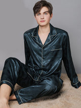 Satin Solid Men's Shirt Pajamas Set