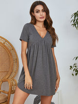 Solid V Neck Lounge Nightdress