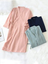 Solid Cotton Couple Pajama Robe - Kafiloe