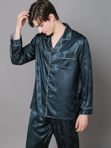 Satin Solid Men's Shirt Pajamas Set