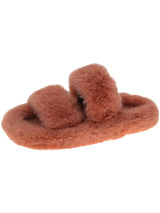 Two Bands Furry Slippers