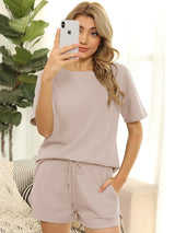 Waffle Solid Casual Lounge Set - Kafiloe