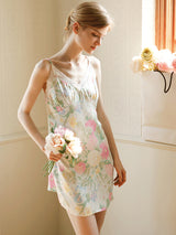 Floral Print Lace Stitching Nightdress