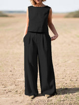 Oversized Tank Top Wide Leg Pants Set