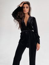 2Pcs Long Sleeve Velvet Cardigan Loungewear