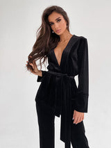 2Pcs Long Sleeve Velvet Cardigan Loungewear