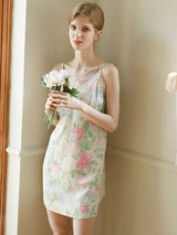 Floral Print Lace Stitching Nightdress