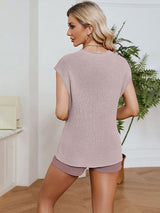 2Pcs Tank Top & Short Sweater Set