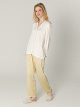 V-neck Button Cotton Pajama Set - Kafiloe