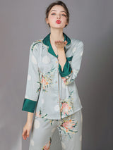 Satin Print Shirt Pajamas Set