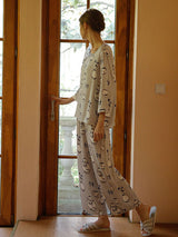 Traditional Style Satin Print Pajama Set