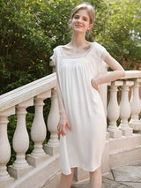 Solid Lace Stitching Lounge Nightdress