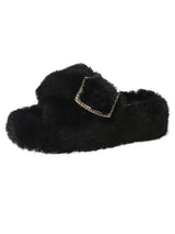 Single Buckle Furry Slippers