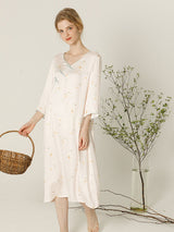 Casual Flower Print Cotton Nightdress - Kafiloe