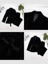 2Pcs Long Sleeve Velvet Cardigan Loungewear