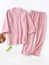 Belted Robe Pants Cotton Pajamas - Kafiloe