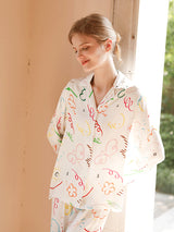 Graffiti Print Cotton Pajama Set - Kafiloe