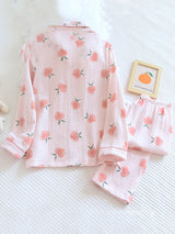 Pink Peaches Cotton Pajama Set - Kafiloe