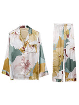 Satin Print Shirt Pajamas Set