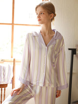 Striped Print Cotton Pajama Set